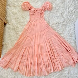 NEW! Free People 'Sundrenched' Short-Sleeve Maxi Dress in ALMOST APRICOT (XS)